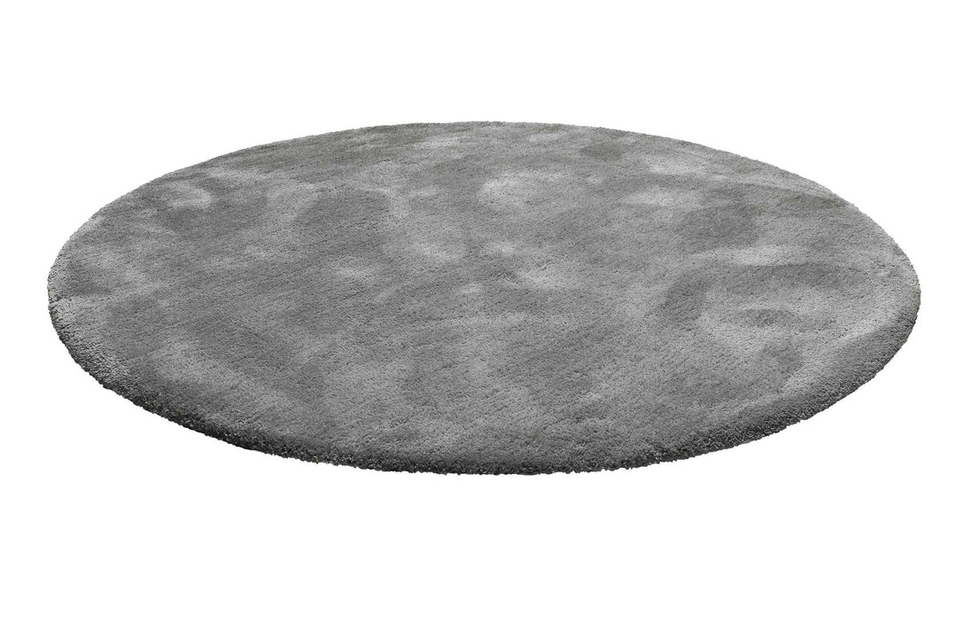 Emilia Teppich grau taupe Hochflor rund