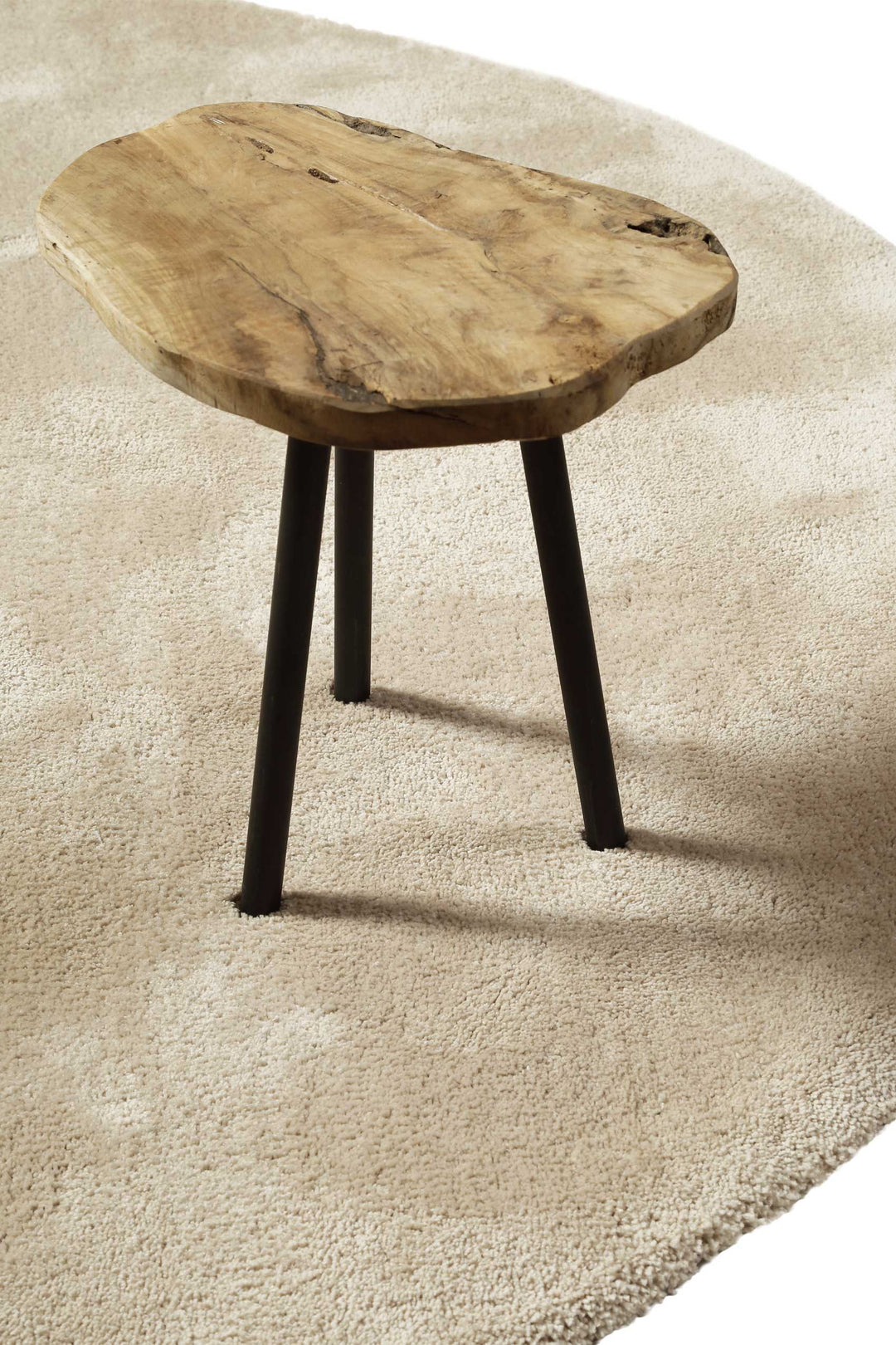 Emilia Teppich beige Hochflor rund