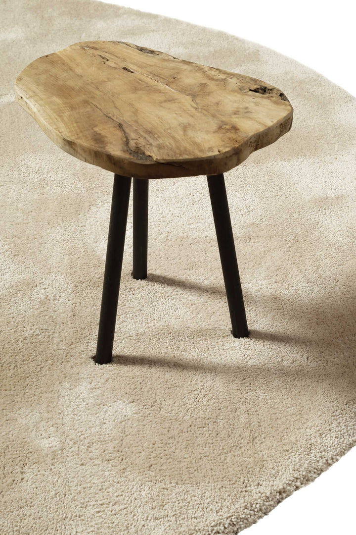 Emilia Teppich beige Hochflor rund