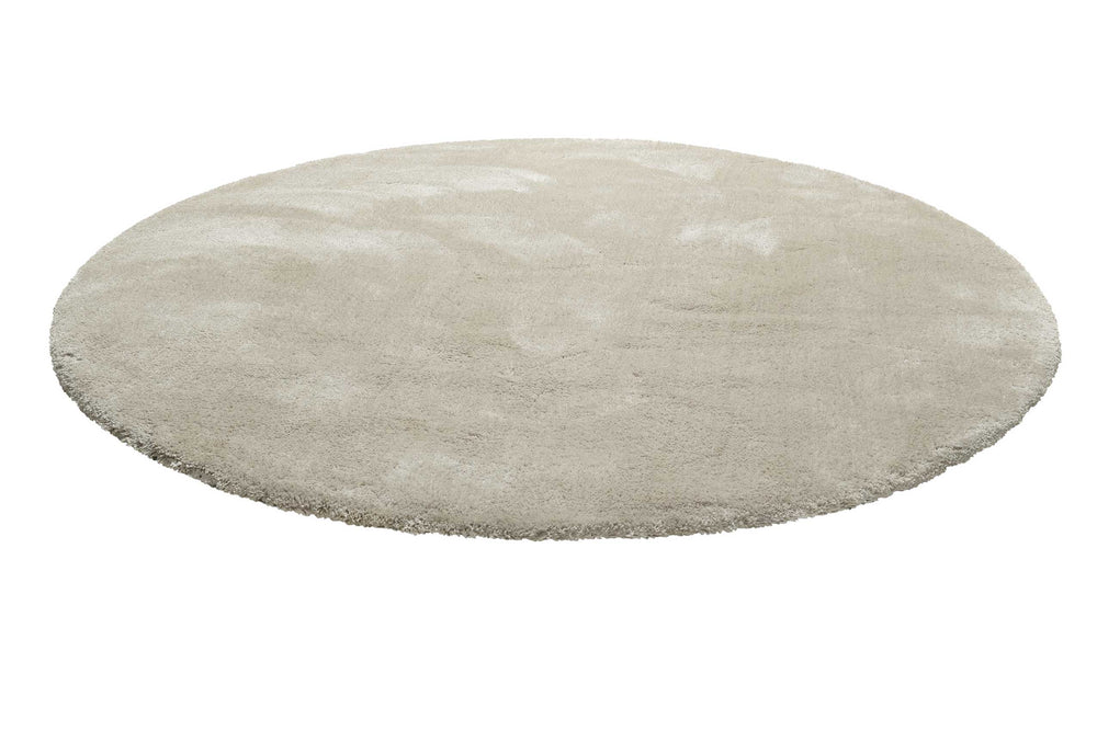 Emilia Teppich creme beige Hochflor rund