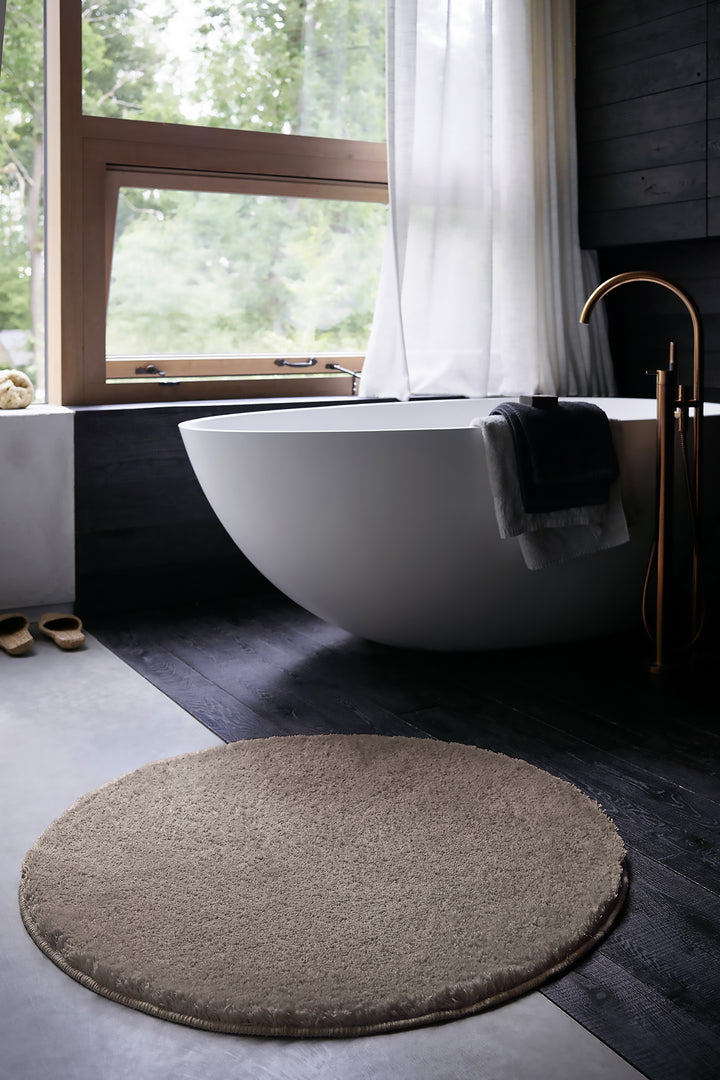 Joris Badteppich sand beige Kurzflor rund