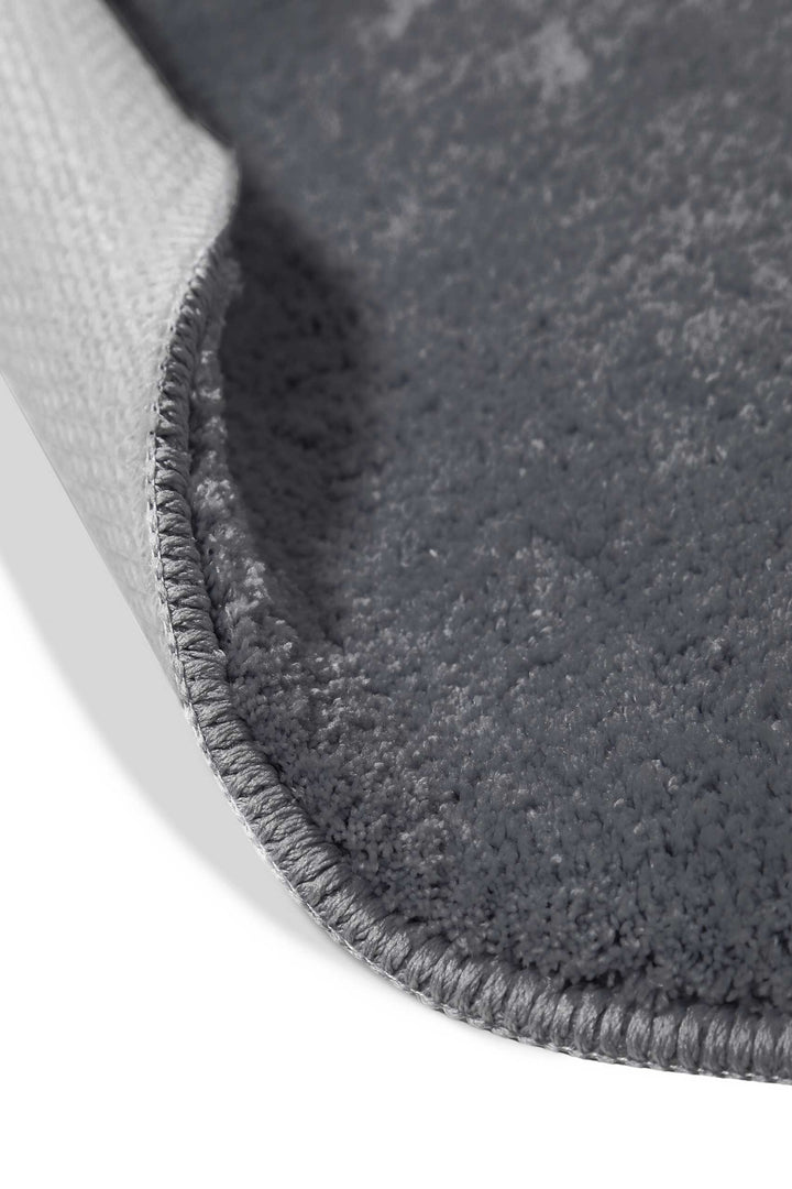 Joris Badteppich grau Kurzflor rund