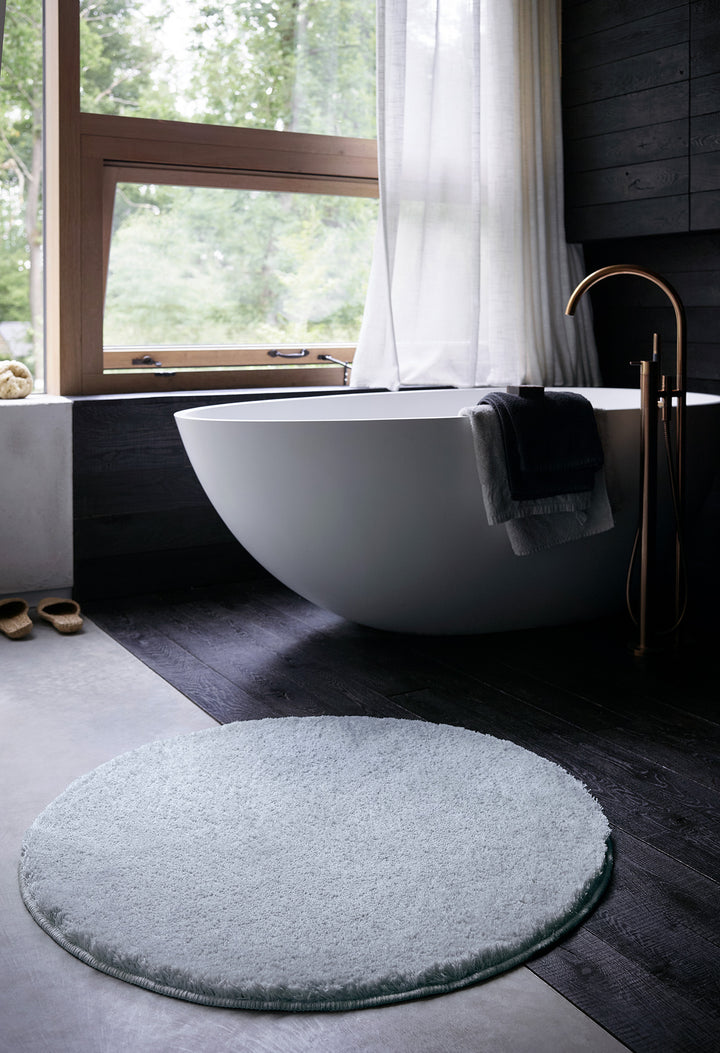 Joris Badteppich hellgrau Kurzflor rund