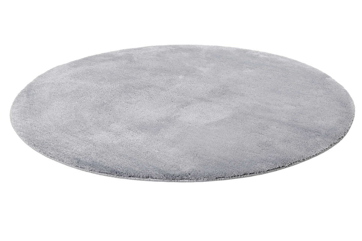 Joris Badteppich hellgrau Kurzflor rund