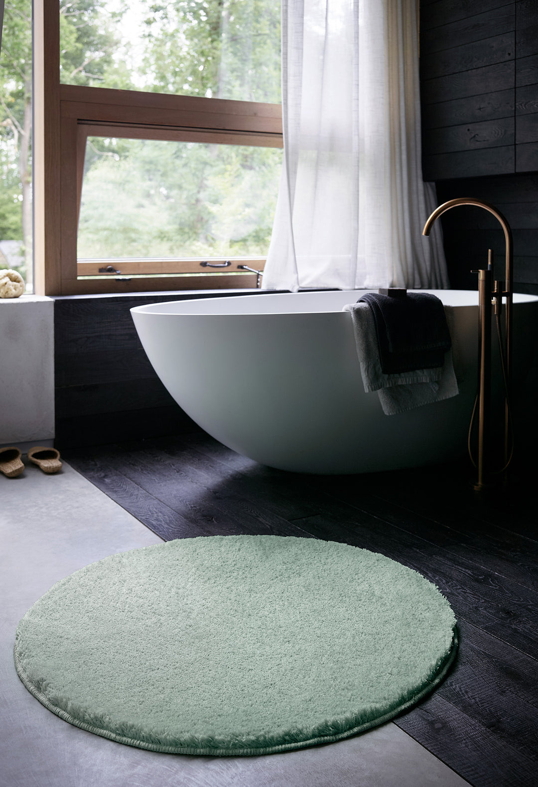Joris Badteppich mintgrün Kurzflor rund