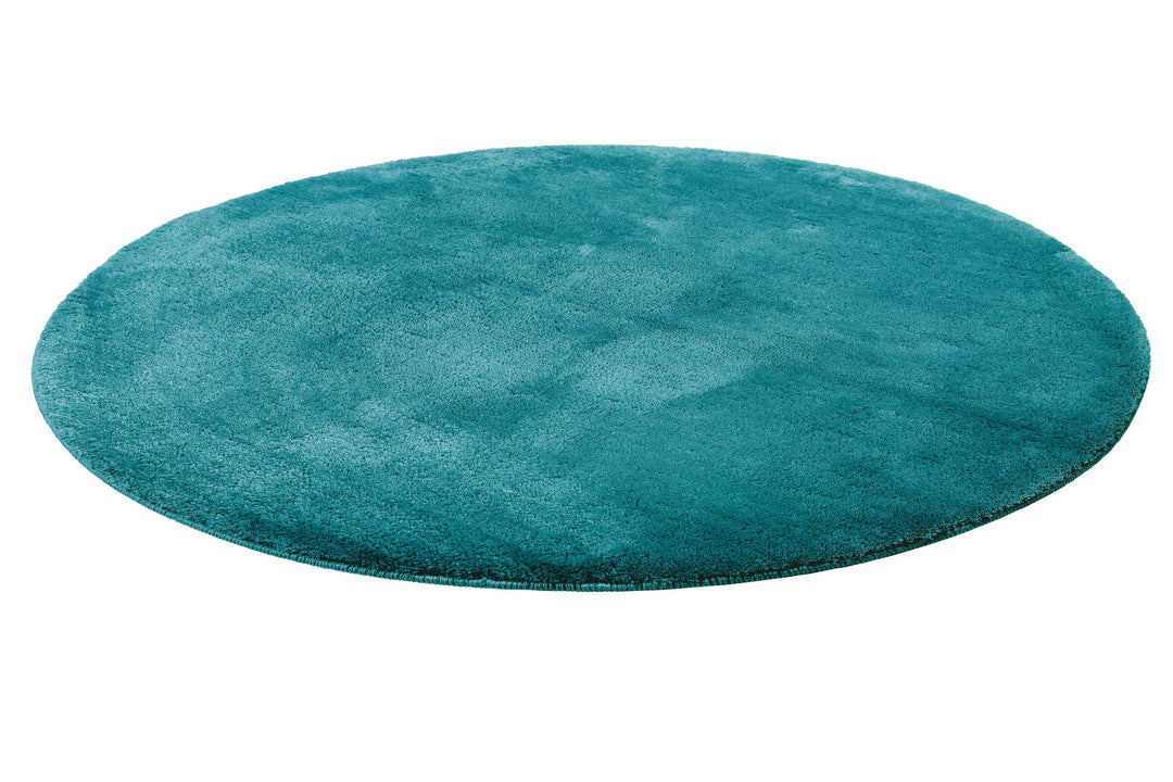 Joris Badteppich türkis Kurzflor rund