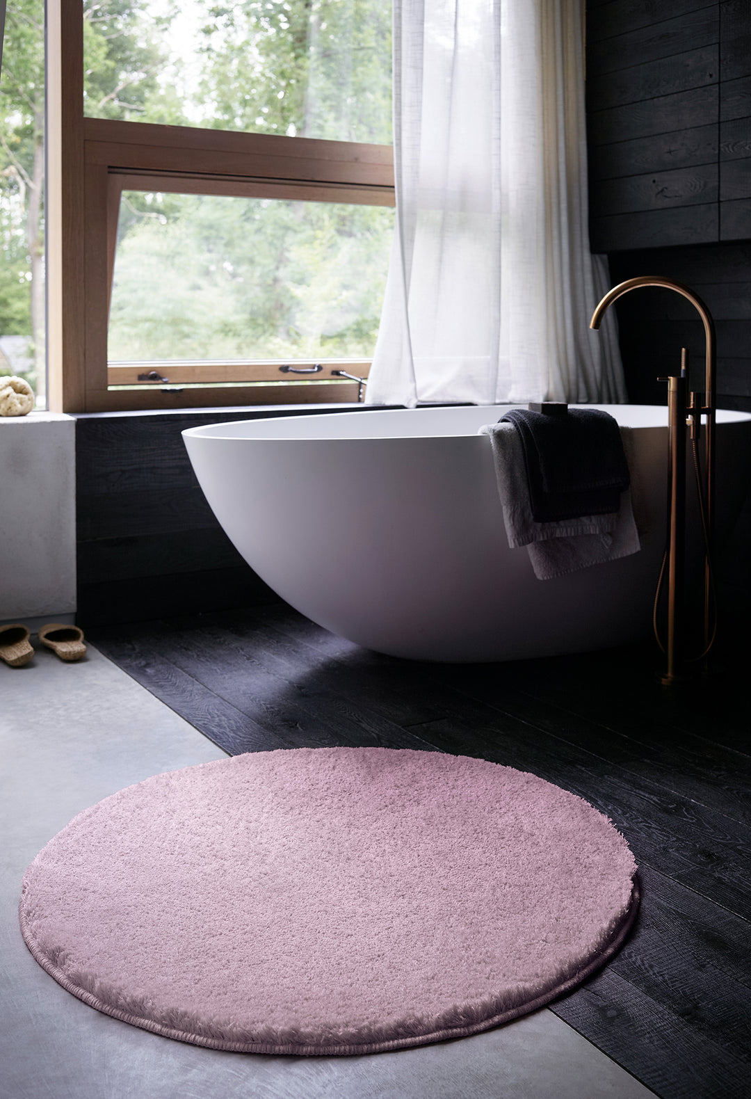 Joris Badteppich rosa Kurzflor rund