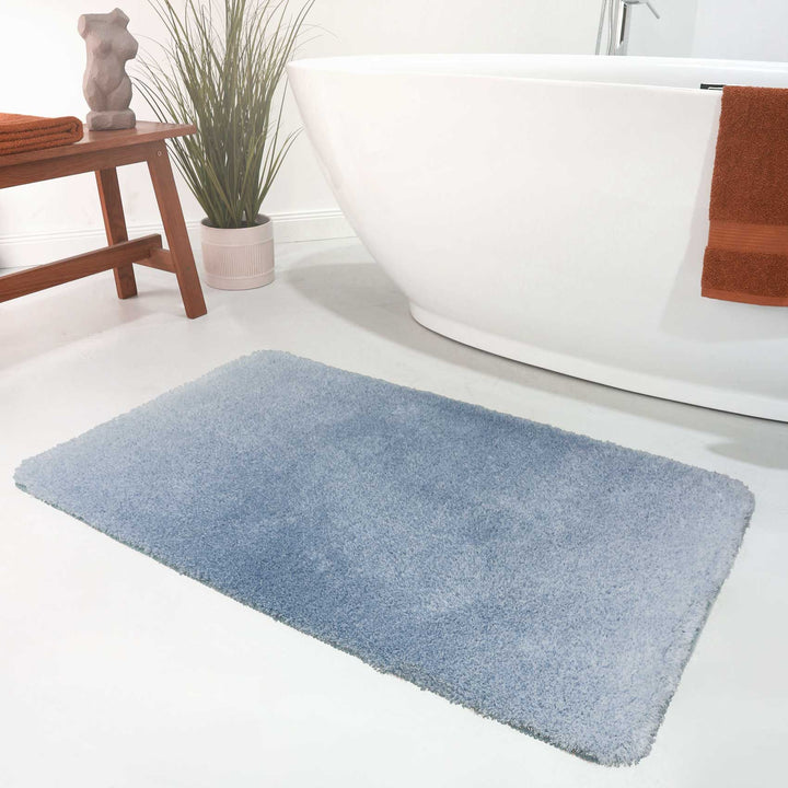 Luuk Badteppich graublau Hochflor rechteckig