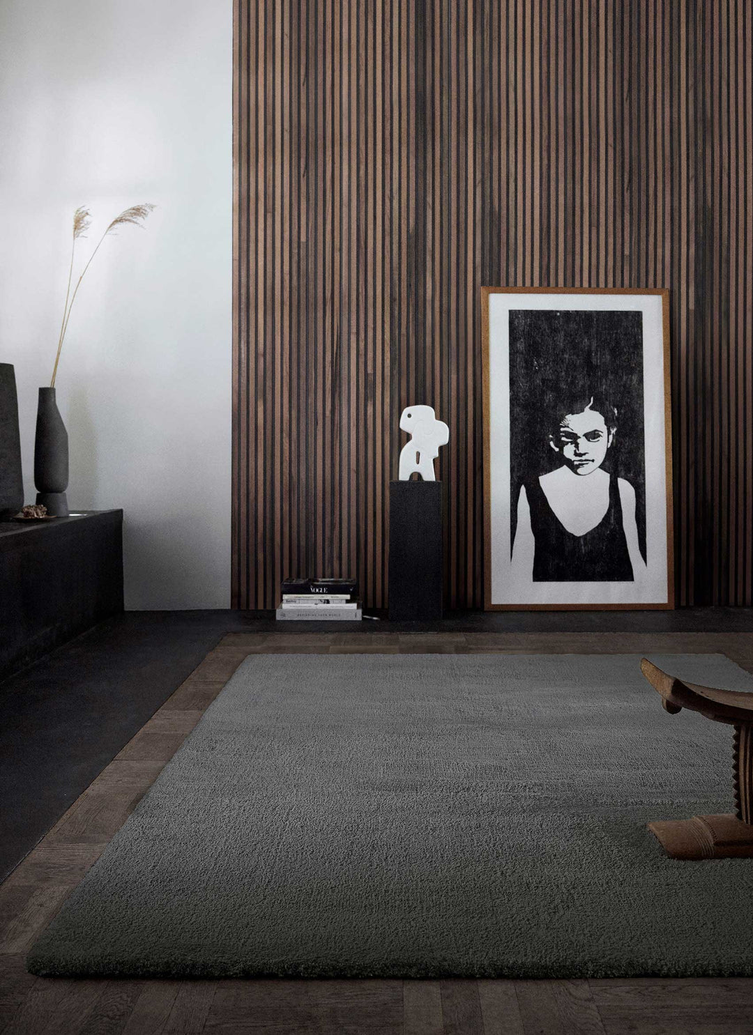 Vanessa Teppich grau anthrazit Kurzflor rechteckig im Wohnzimmer