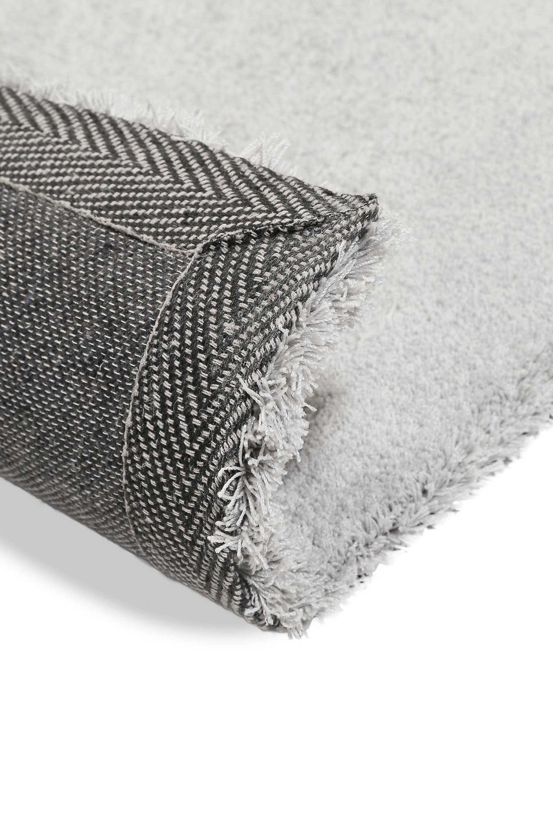 Vanessa Teppich hellgrau Kurzflor rechteckig Detail Rückseite