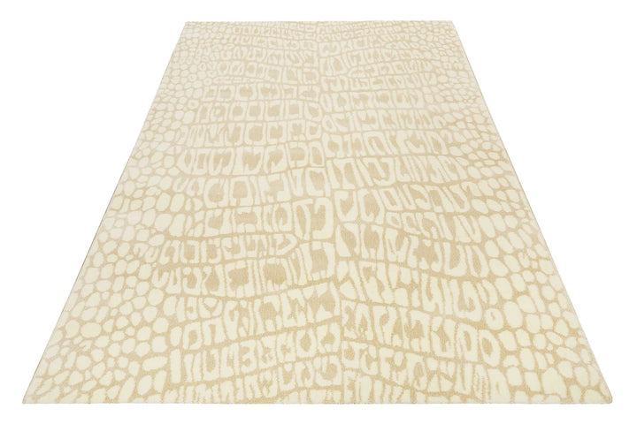 Croco Teppich beige Kurzflor rechteckig