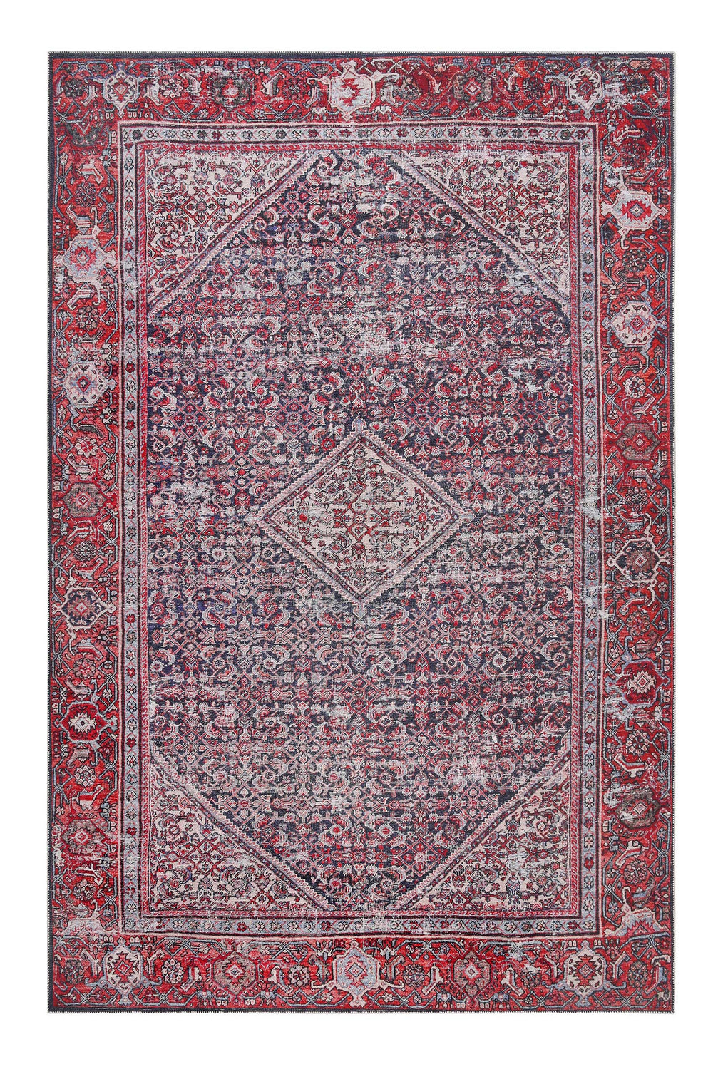 Flashback Teppich rot Kurzflor rechteckig