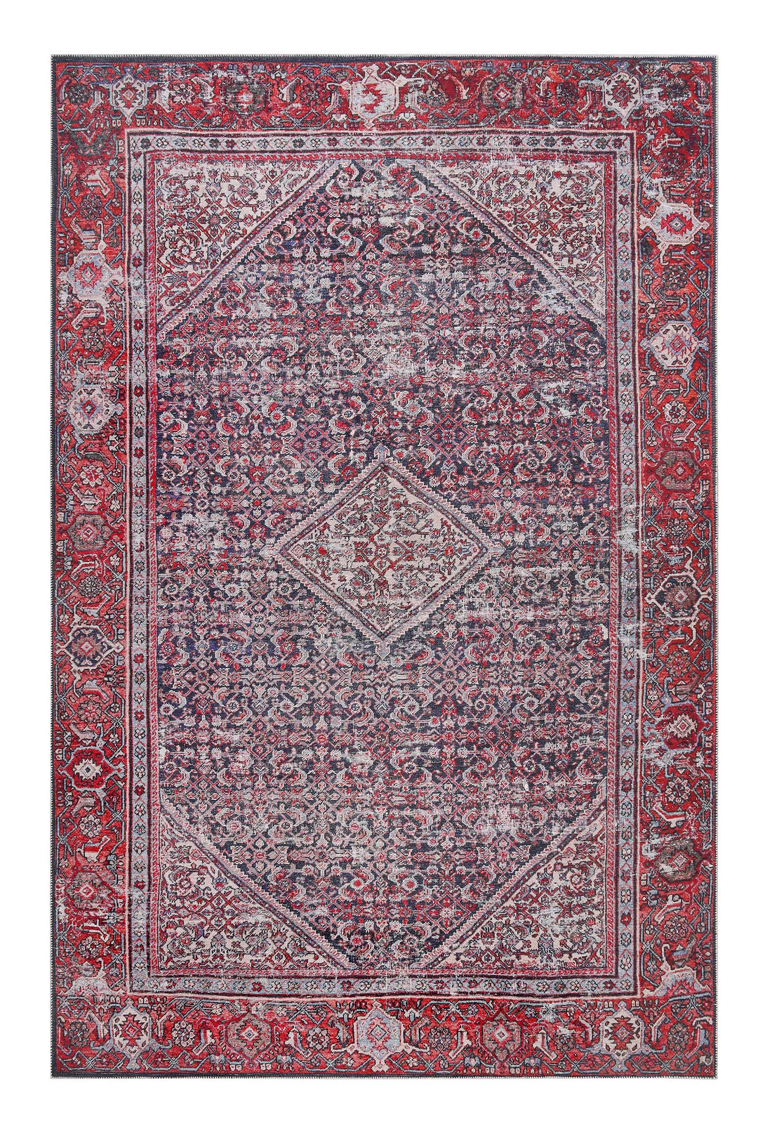 Flashback Teppich rot Kurzflor rechteckig