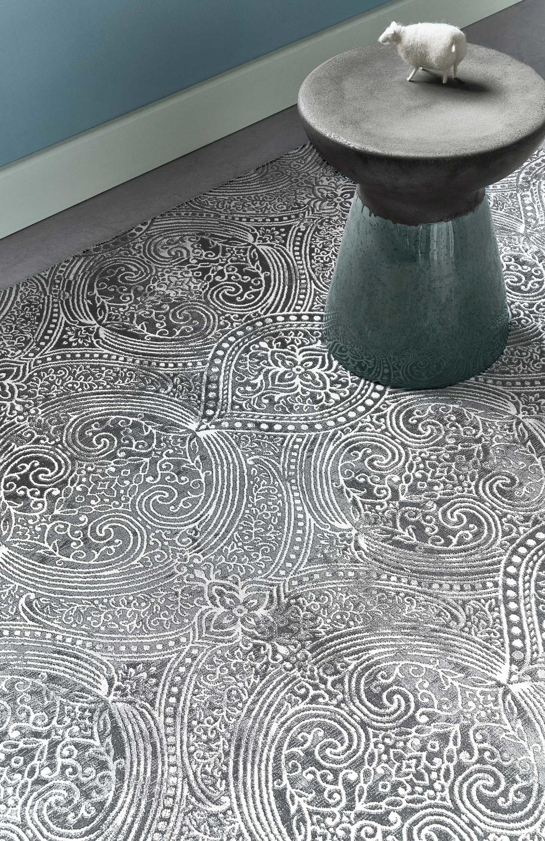 Grace Teppich grau Kurzflor rechteckig