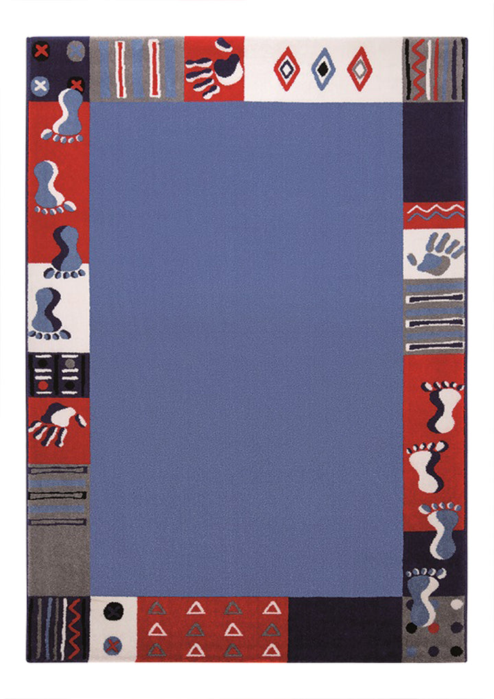 Roundly hands & Feet Teppich blau Kurzflor rechteckig