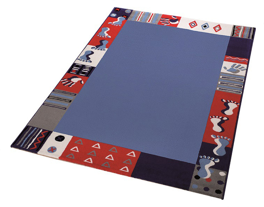 Roundly hands & Feet Teppich blau Kurzflor rechteckig