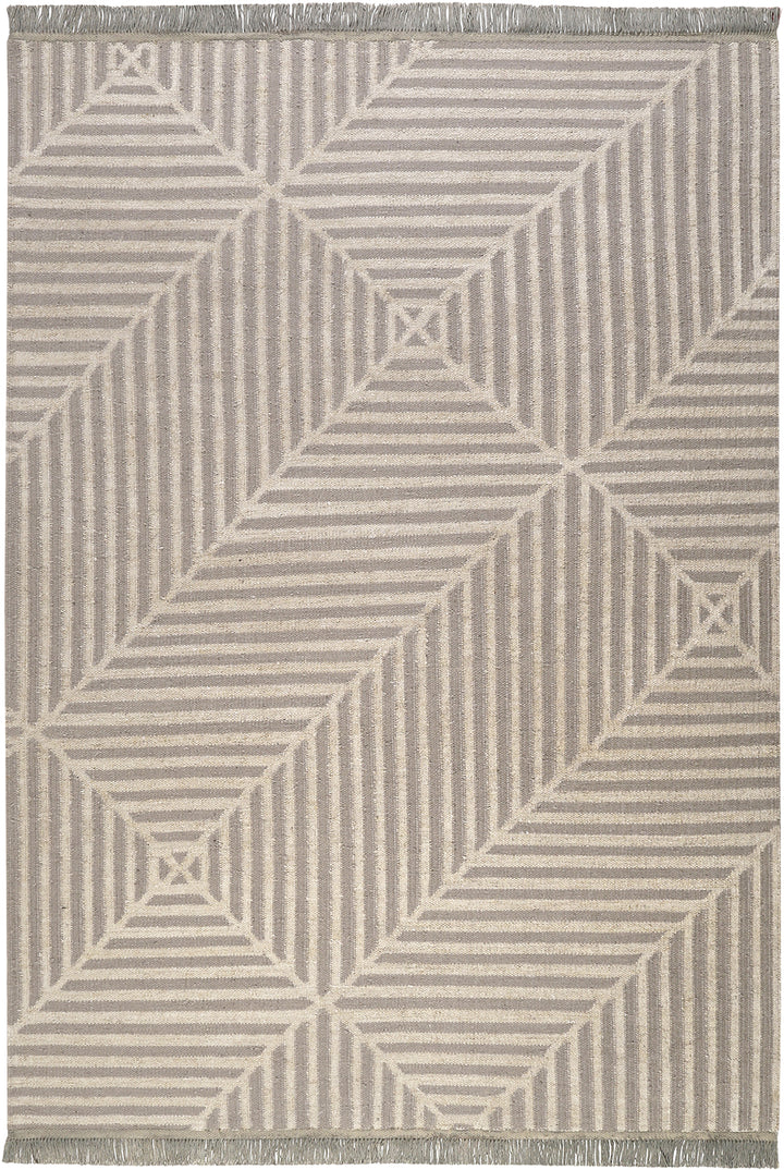 Kelim Teppich Grau Beige aus Naturfasern "Irregular Fields" WECONhome