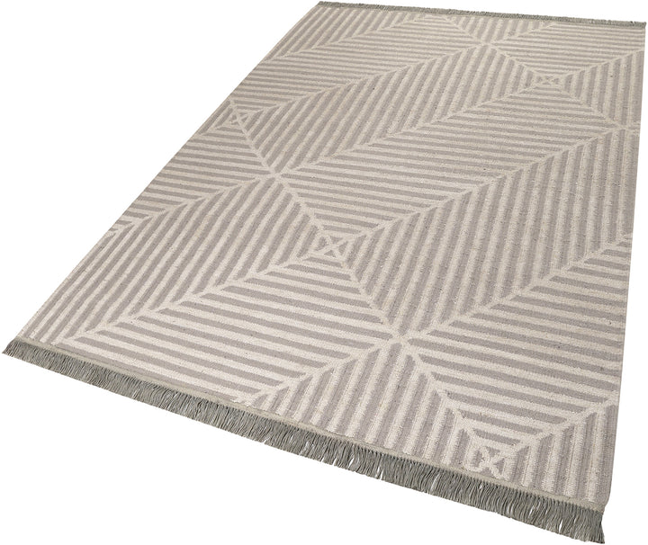 Kelim Teppich Grau Beige aus Naturfasern "Irregular Fields" WECONhome
