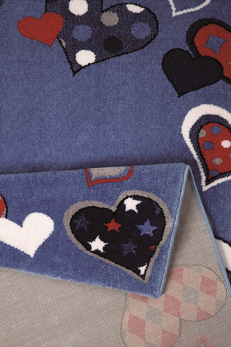 Just Hearts Teppich blau Kurzflor rechteckig