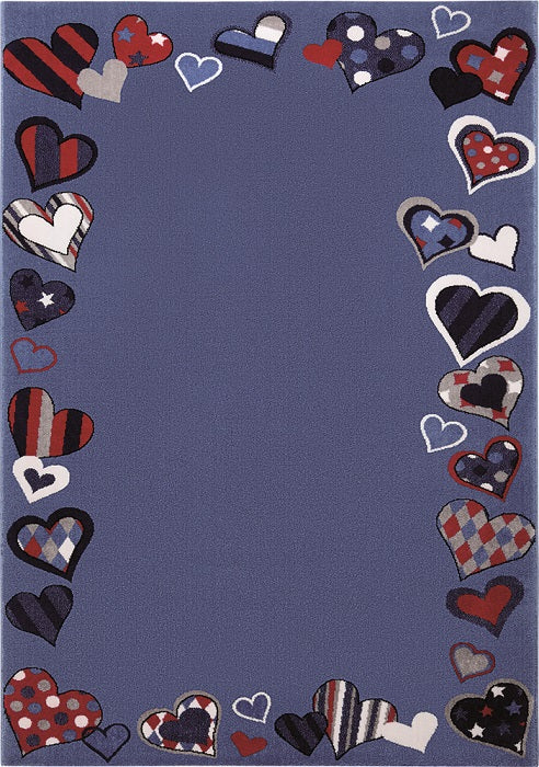 Just Hearts Teppich blau Kurzflor rechteckig