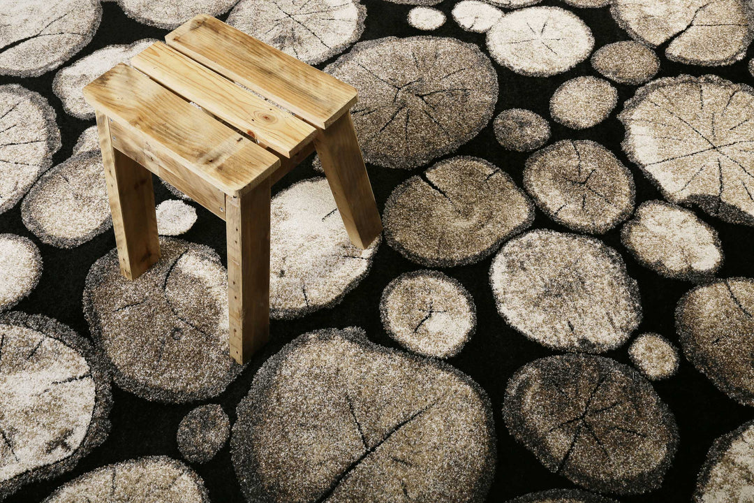 Logs Teppich schwarz Kurzflor rechteckig