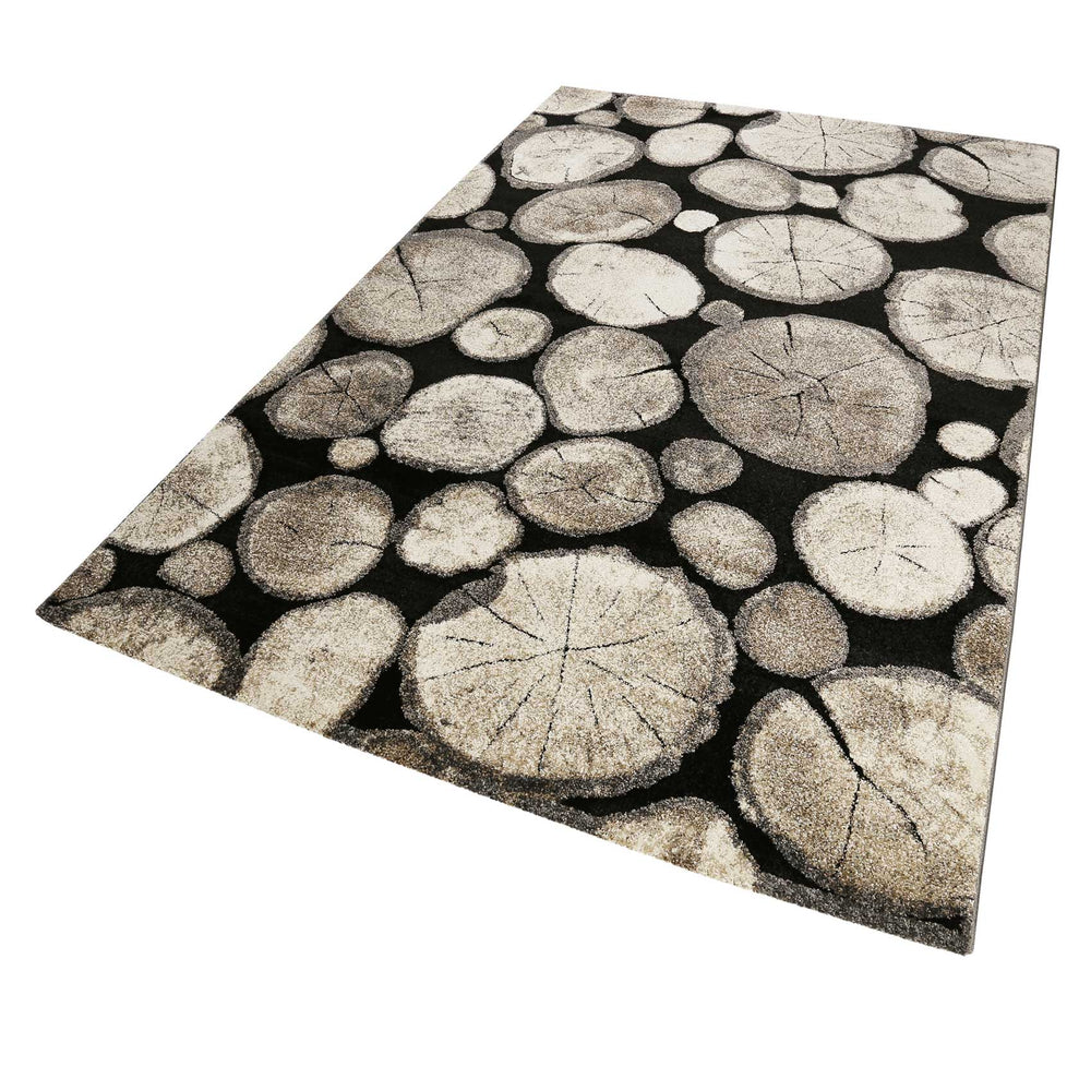 Logs Teppich schwarz Kurzflor rechteckig