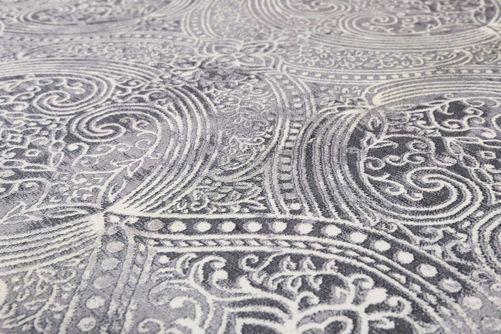 Louis Badteppich grau Kurzflor rechteckig