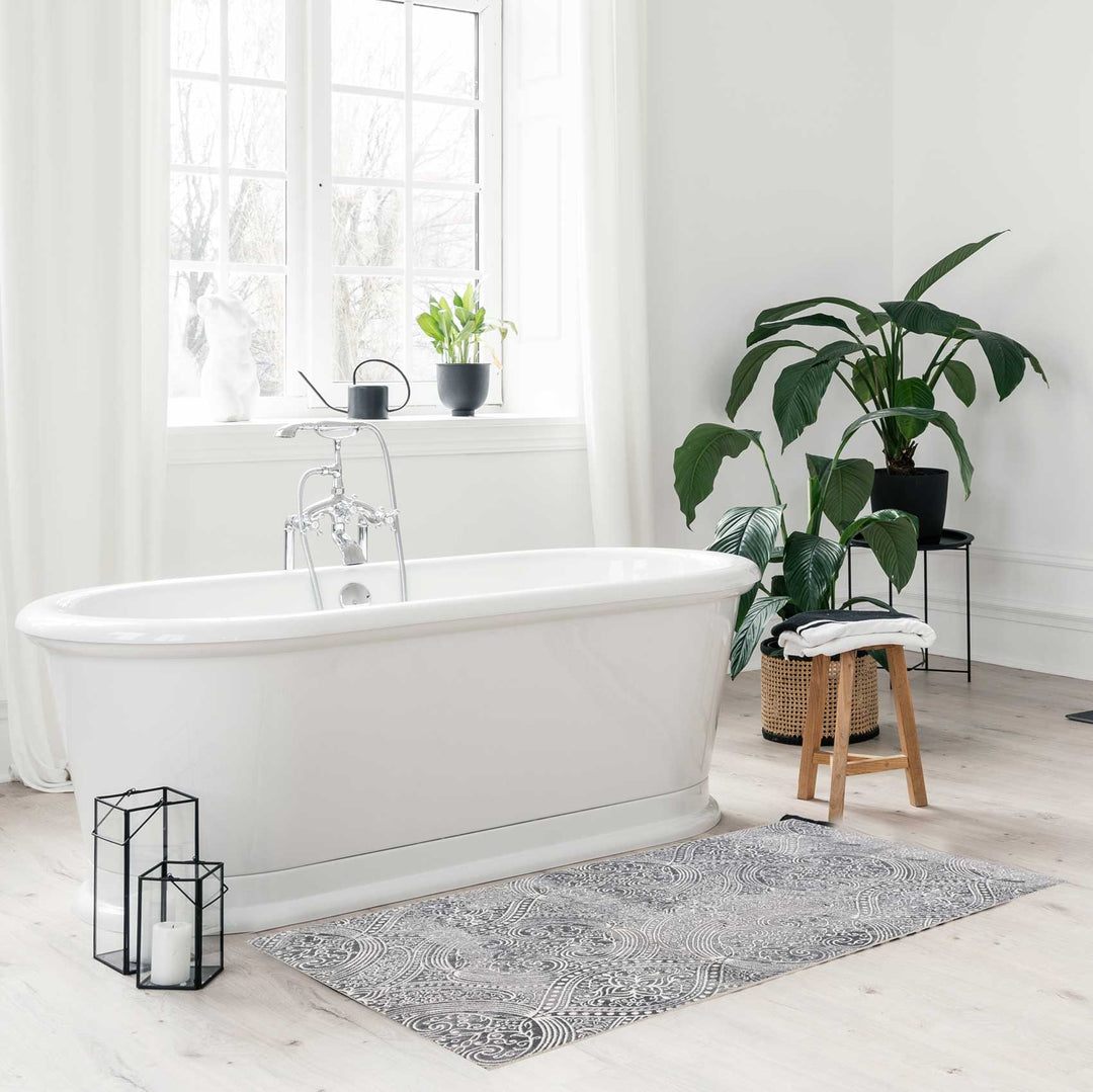 Louis Badteppich grau Kurzflor rechteckig