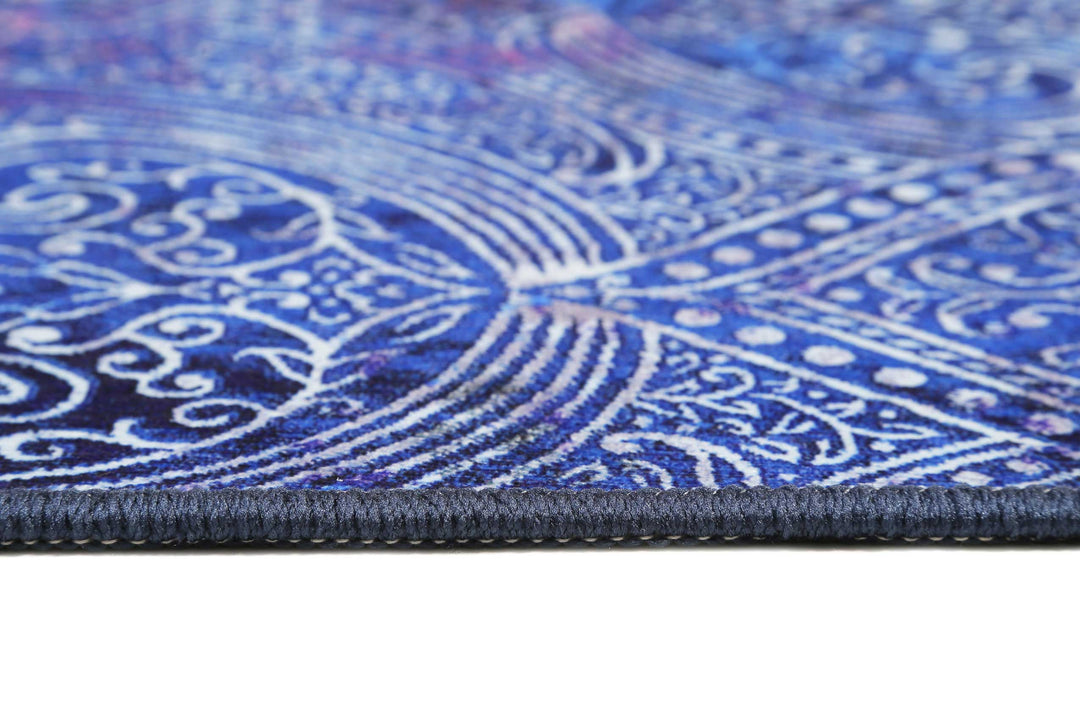 Louis Badteppich blau Kurzflor rechteckig