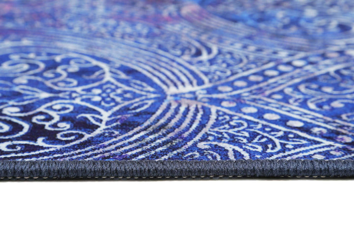 Louis Badteppich blau Kurzflor rechteckig