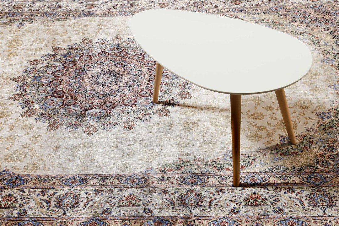 Täbriz Teppich beige Kurzflor rechteckig