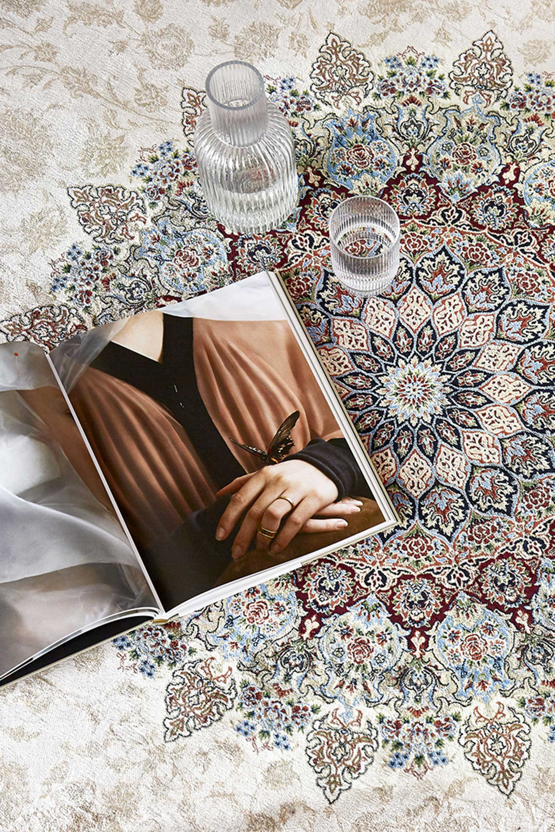 Täbriz Teppich beige Kurzflor rechteckig