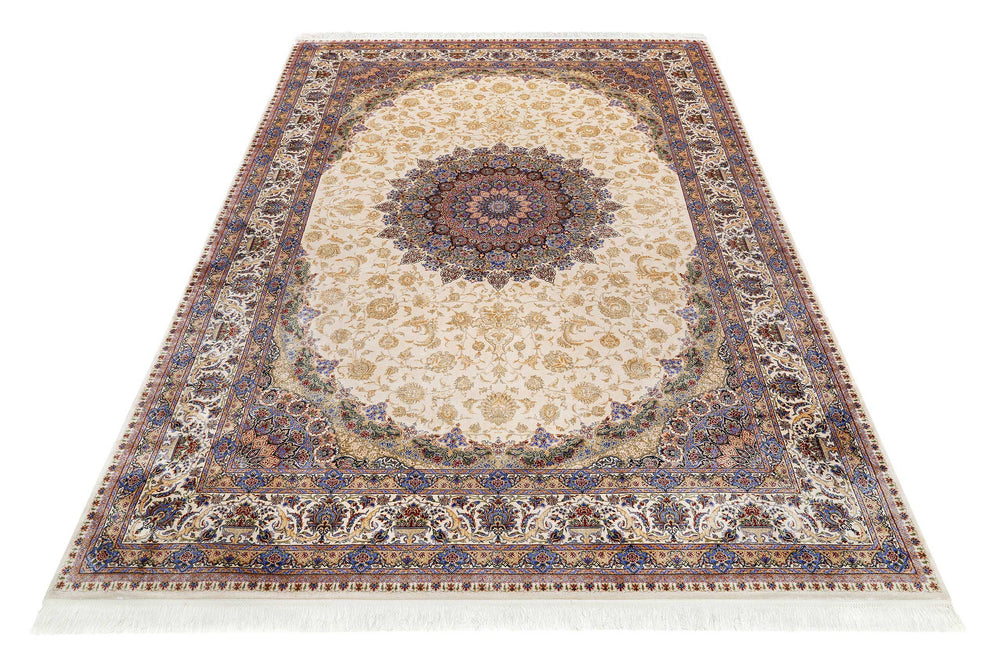 Täbriz Teppich beige Kurzflor rechteckig