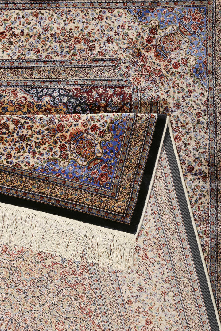 Täbriz Teppich blau Kurzflor rechteckig