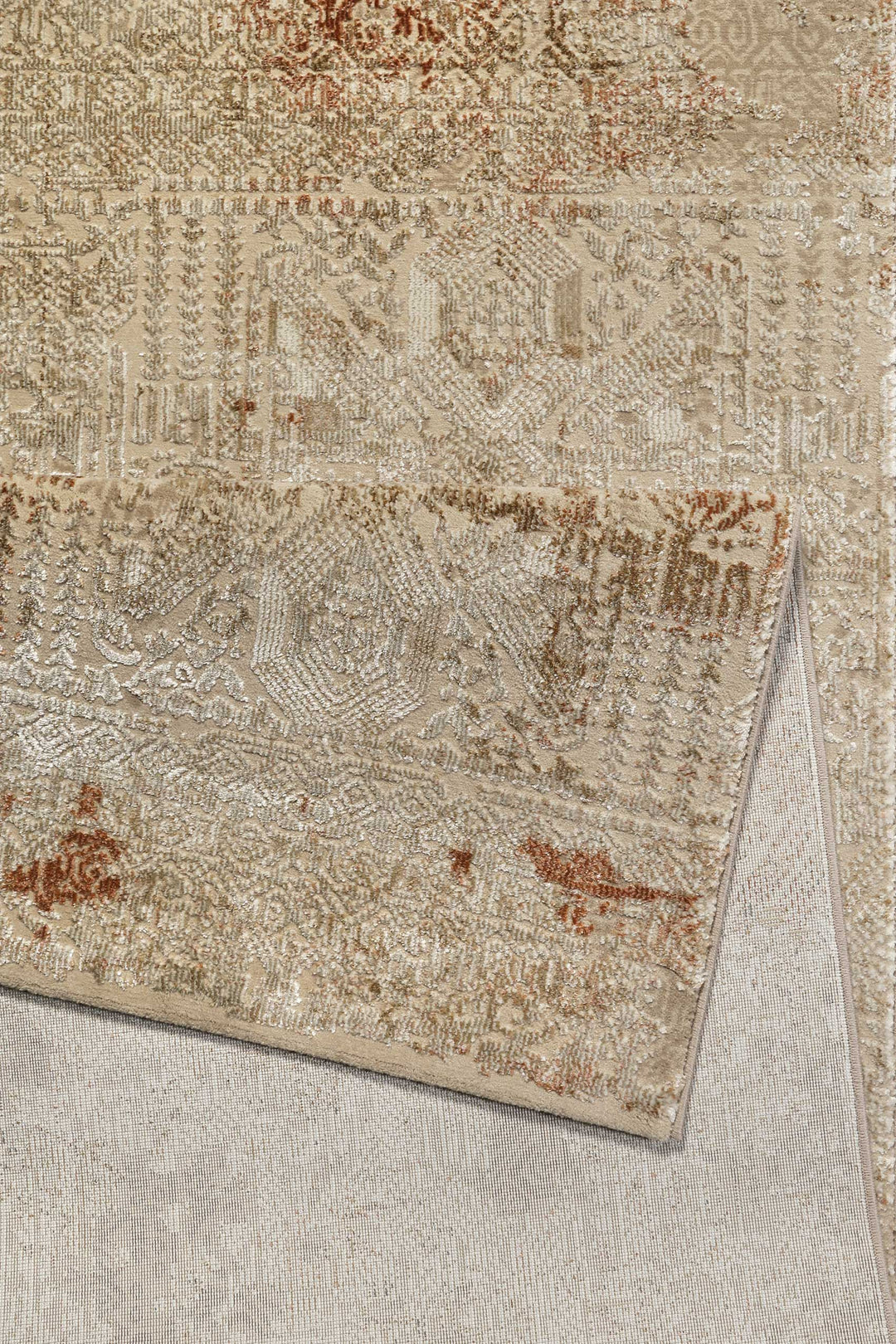 Rococo Vintage Teppich beige Kurzflor rechteckig