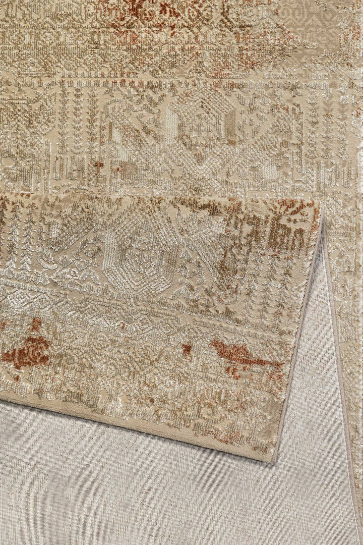 Rococo Vintage Teppich beige Kurzflor rechteckig