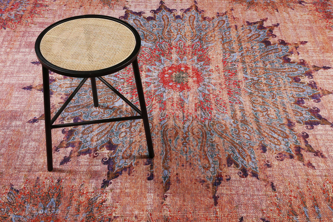 Rooftop Teppich rot Kurzflor rechteckig