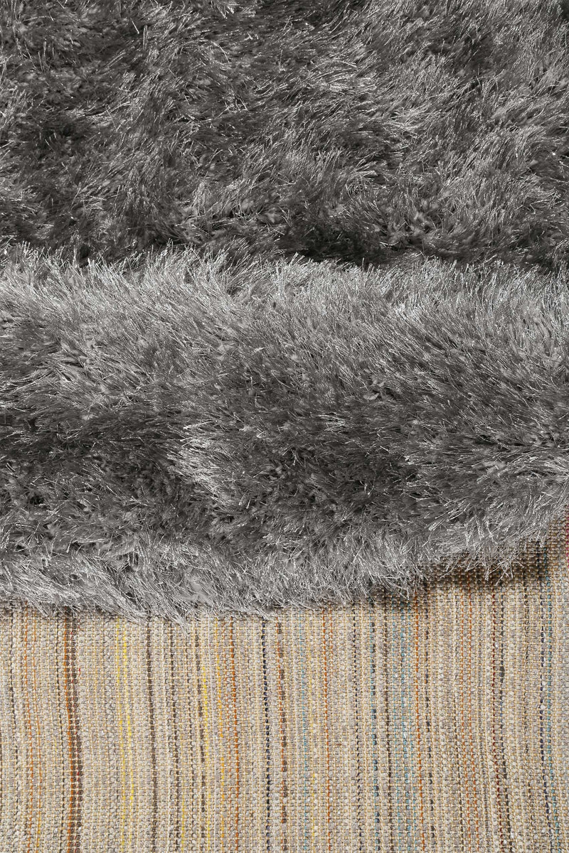 Teppich Rund Grau glänzend Hochflor » Shiny Touch « WECONhome