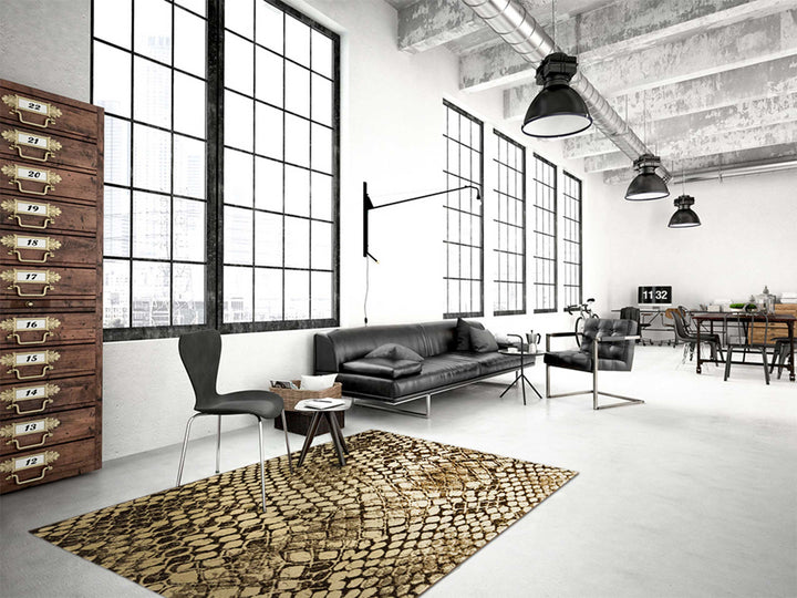 Snake Teppich beige Kurzflor rechteckig