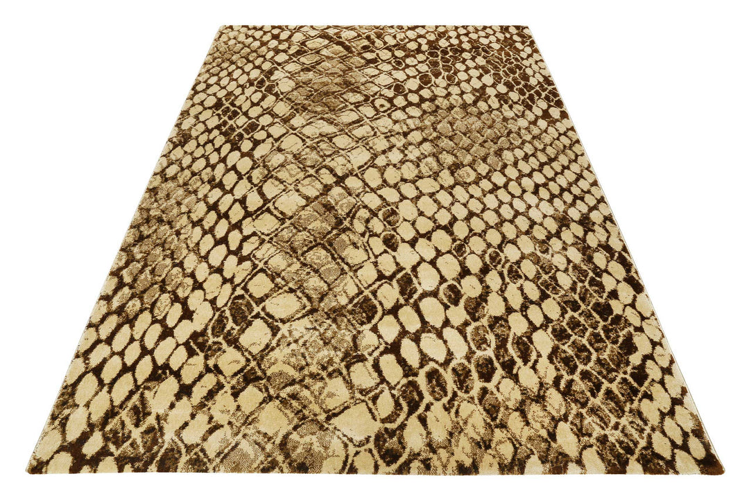 Snake Teppich beige Kurzflor rechteckig