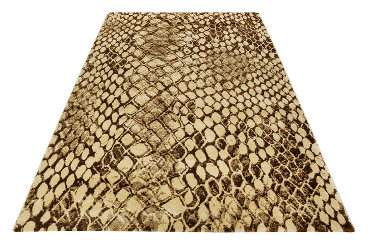 Snake Teppich beige Kurzflor rechteckig