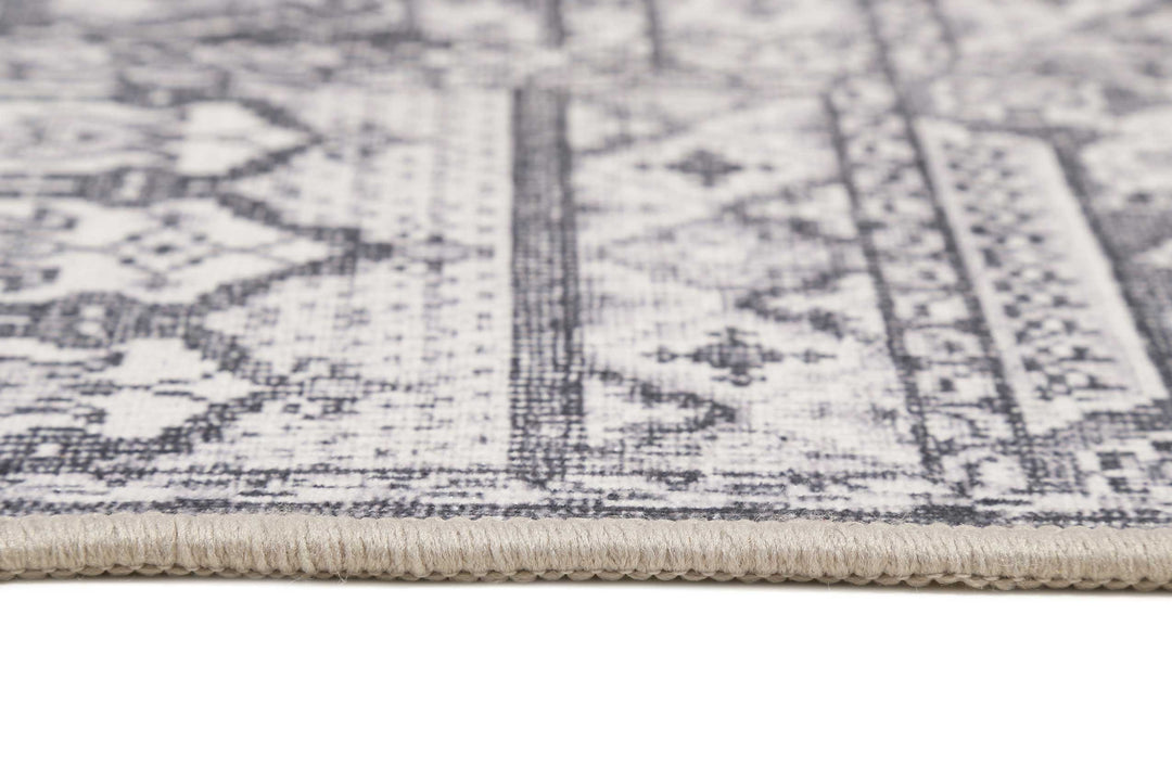 Vintage Café Badteppich grau Kurzflor rechteckig