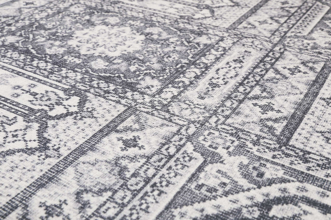 Vintage Café Badteppich grau Kurzflor rechteckig