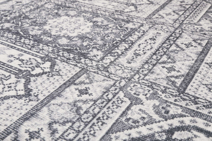 Vintage Café Badteppich grau Kurzflor rechteckig