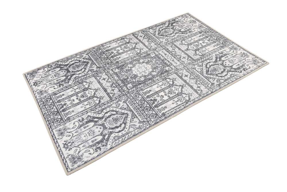 Vintage Café Badteppich grau Kurzflor rechteckig