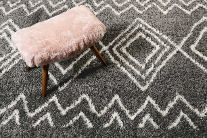 Yagour Teppich anthrazit Hochflor rechteckig