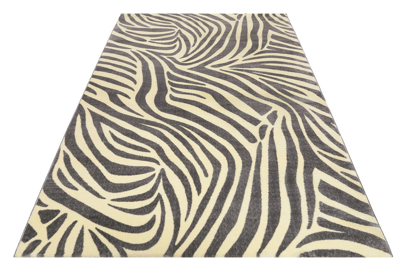 WECONhome Kurzflor Teppich » Zebra « grau creme