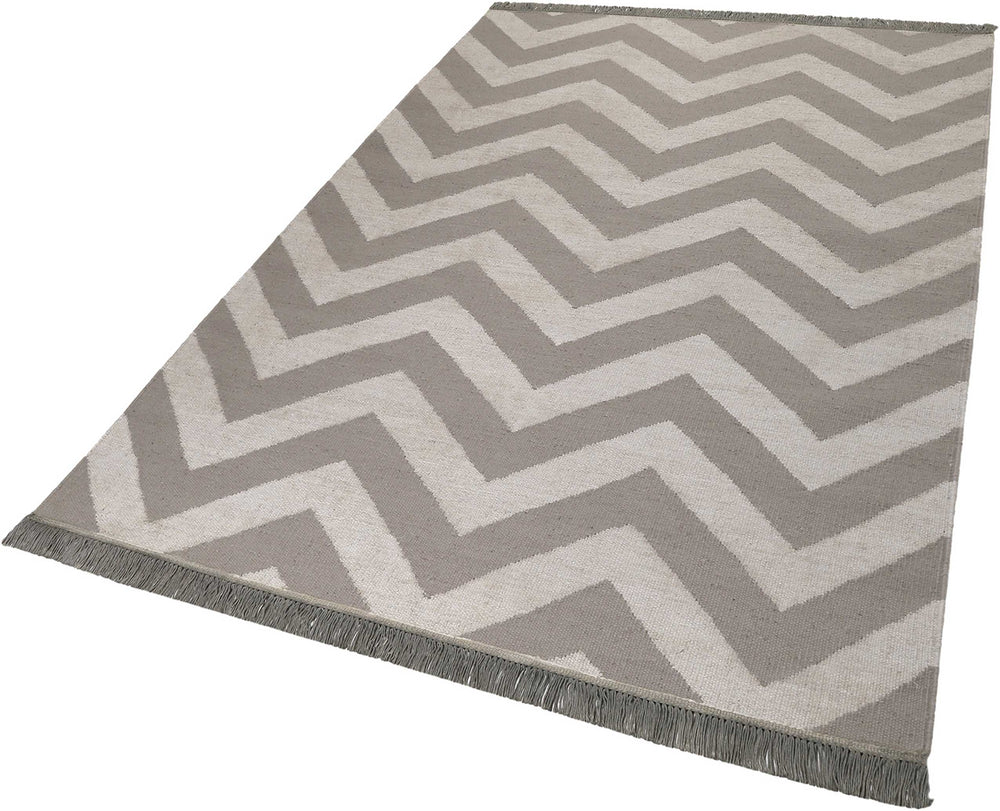 Zig-Zag Teppich natur Kurzflor rechteckig