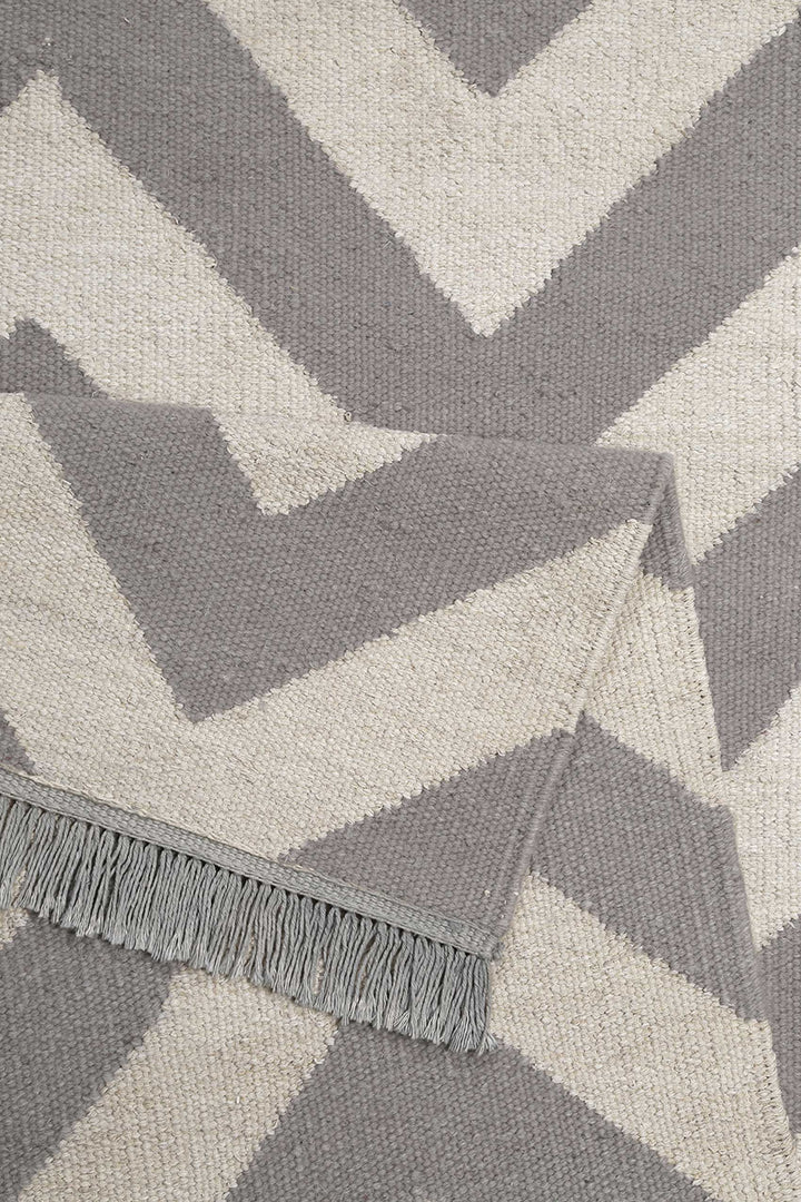 Zig-Zag Teppich natur Kurzflor rechteckig