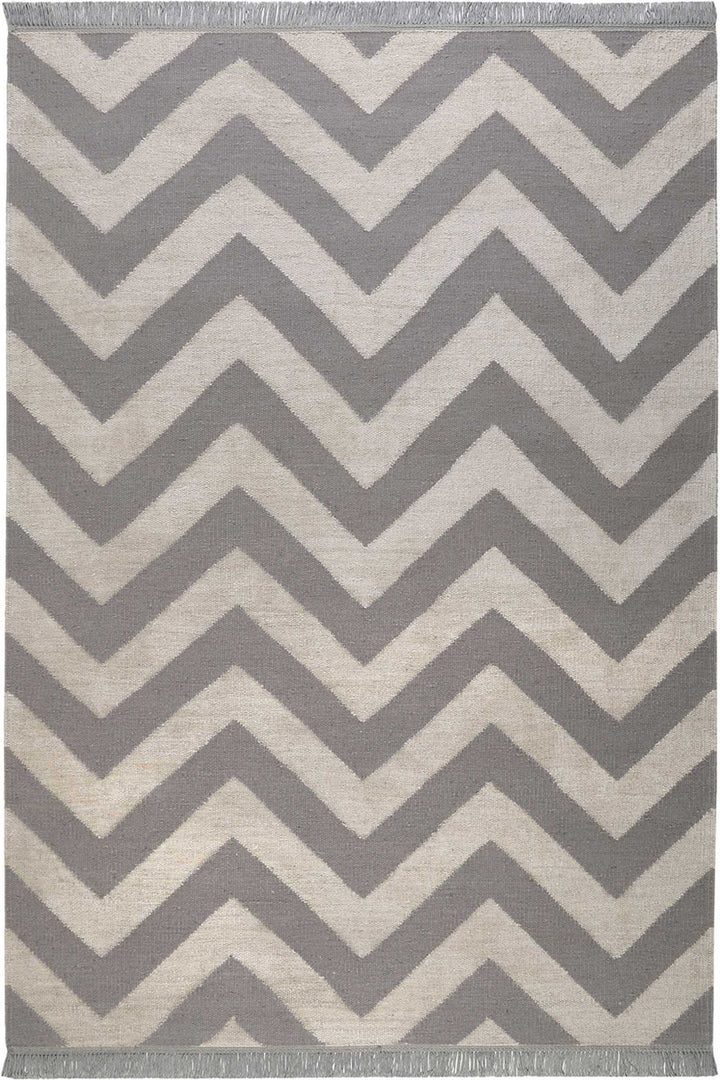 Zig-Zag Teppich natur Kurzflor rechteckig